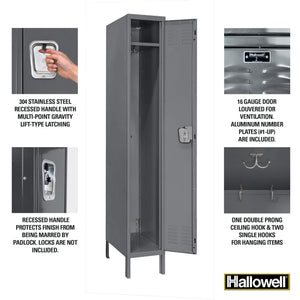 Hallowell Premium Louvered Steel Locker — 1 Tier, 1 Wide YourLockerStore