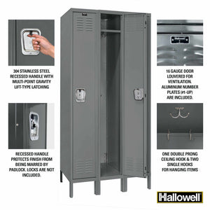Hallowell Premium Louvered Steel Locker — 1 Tier, 3 Wide YourLockerStore
