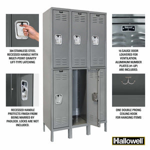 Hallowell Premium Louvered Steel Locker — 2 Tier, 3 Wide YourLockerStore