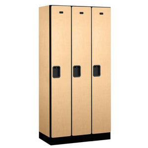 Wood Lockers: Designer Wood Locker - 1 Tier, 3 Wide - Maple - Salsbury Industries