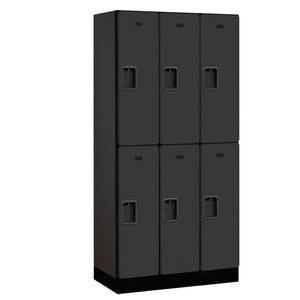 Wood Lockers: Designer Wood Locker - 2 Tier, 3 Wide - Black - Salsbury Industries