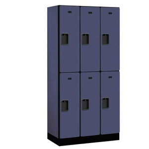 Wood Lockers: Designer Wood Locker - 2 Tier, 3 Wide - Blue - Salsbury Industries