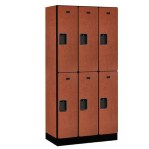 Wood Lockers: Designer Wood Locker - 2 Tier, 3 Wide - Cherry - Salsbury Industries