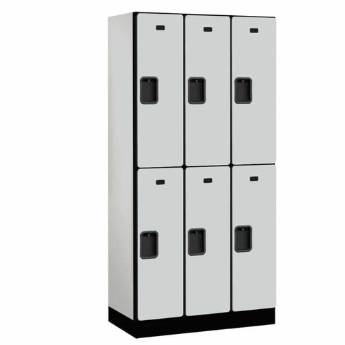 Wood Lockers: Designer Wood Locker - 2 Tier, 3 Wide - Gray - Salsbury Industries