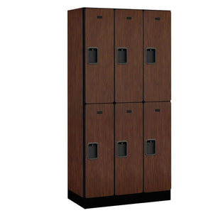 Wood Lockers: Designer Wood Locker - 2 Tier, 3 Wide - Mahogany - Salsbury Industries