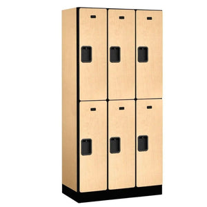 Wood Lockers: Designer Wood Locker - 2 Tier, 3 Wide - Maple - Salsbury Industries