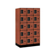 Wood Lockers: Designer Wood Locker - 5 Tier, 3 Wide - Cherry - Salsbury Industries