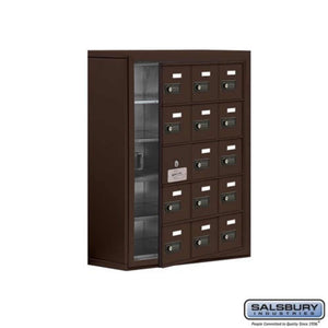 Metal Cell Phone Lockers: Heavy Duty Aluminum Locker - 5 Tier, 3 Wide [15 A Doors] - Bronze - Salsbury Industries