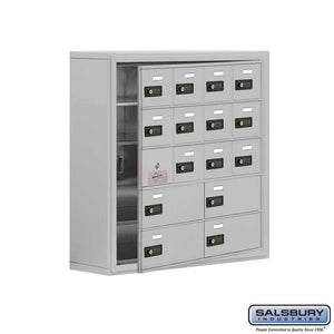 Metal Cell Phone Lockers: Heavy Duty Aluminum Locker - 5 Tier, 4 Wide [12 A + 4 B Doors] - Aluminum - Salsbury Industries