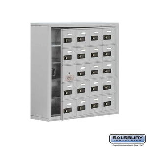 Metal Cell Phone Lockers: Heavy Duty Aluminum Locker - 5 Tier, 4 Wide [20 A Doors] - Aluminum - Salsbury Industries