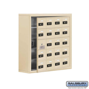Metal Cell Phone Lockers: Heavy Duty Aluminum Locker - 5 Tier, 4 Wide [20 A Doors] - Sandstone - Salsbury Industries