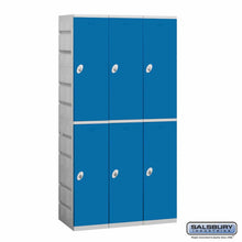 Load image into Gallery viewer, Plastic Lockers: High Grade ABS Plastic Locker - 2 Tier, 3 Wide - Blue - Salsbury Industries