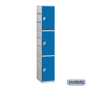 Plastic Lockers: High Grade ABS Plastic Locker - 3 Tier, 1 Wide - Blue - Salsbury Industries