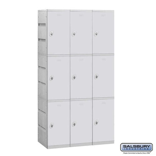 Plastic Lockers: High Grade ABS Plastic Locker - 3 Tier, 3 Wide - Gray - Salsbury Industries