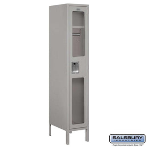 Metal Lockers: See-Through Steel Locker - 1 Tier, 1 Wide - Gray - Salsbury Industries