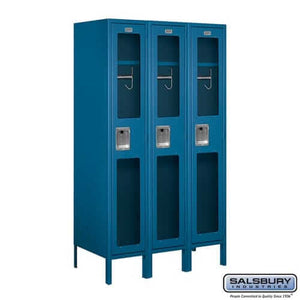 Metal Lockers: See-Through Steel Locker - 1 Tier, 3 Wide - Blue - Salsbury Industries