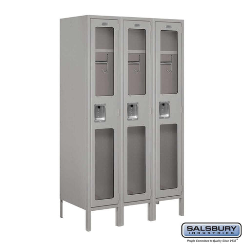 Metal Lockers: See-Through Steel Locker - 1 Tier, 3 Wide - Gray - Salsbury Industries