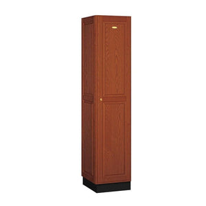 Wood Lockers: Solid Oak Executive Wood Locker - 1 Tier, 1 Wide - Medium Oak - Salsbury Industries