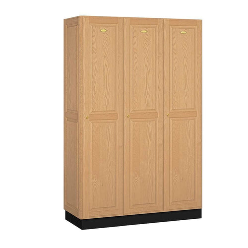 Wood Lockers: Solid Oak Executive Wood Locker - 1 Tier, 3 Wide - Light Oak - Salsbury Industries