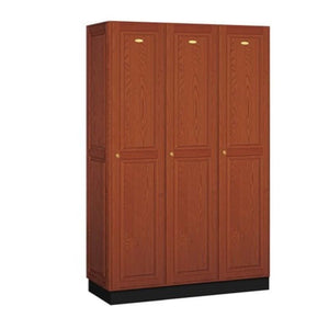 Wood Lockers: Solid Oak Executive Wood Locker - 1 Tier, 3 Wide - Medium Oak - Salsbury Industries