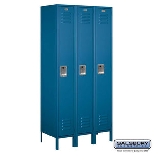 Metal Lockers: Standard Steel Locker - 1 Tier, 3 Wide - Blue - Salsbury Industries