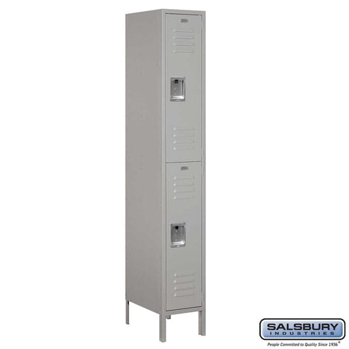 Metal Lockers: Standard Steel Locker - 2 Tier, 1 Wide - Gray - Salsbury Industries