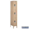 Metal Lockers: Standard Steel Locker - 3 Tier, 1 Wide - Tan - Salsbury Industries