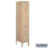 Metal Lockers: Standard Steel Locker - Box Style - 5 Tier, 1 Wide - Tan - Salsbury Industries