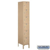 Metal Lockers: Standard Steel Locker - Box Style - 6 Tier, 1 Wide - Tan - Salsbury Industries