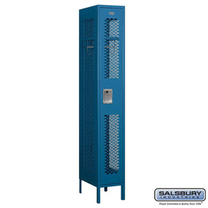 Metal Lockers: Vented Steel Locker - 1 Tier, 1 Wide - Blue - Salsbury Industries
