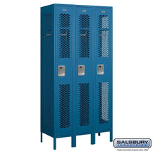 Load image into Gallery viewer, Metal Lockers: Vented Steel Locker - 1 Tier, 3 Wide - Blue - Salsbury Industries
