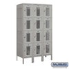 Metal Lockers: Vented Steel Locker - 4 Tier, 3 Wide - Gray - Salsbury Industries