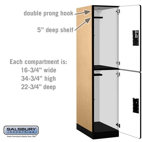 Designer Wood Locker — 2 Tier, 1 Wide — 'S' Style
