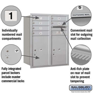 4C Horizontal Mailbox with 6 Doors & 2 Parcel Lockers