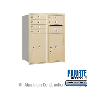 4C Horizontal Mailbox with 6 Doors & 2 Parcel Lockers