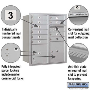 4C Horizontal Mailbox with 10 Doors & 2 Parcel Lockers