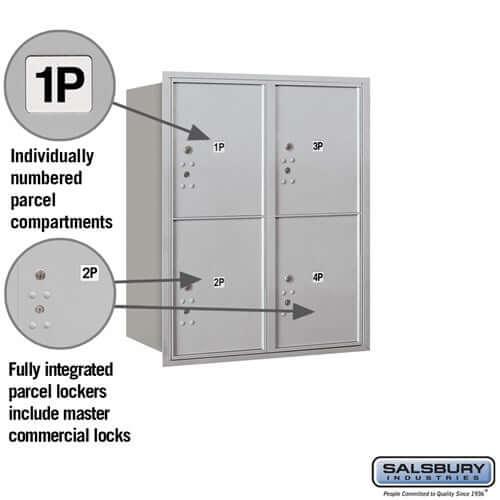 4C Horizontal Parcel Locker with 4 Doors - Your Locker Store
