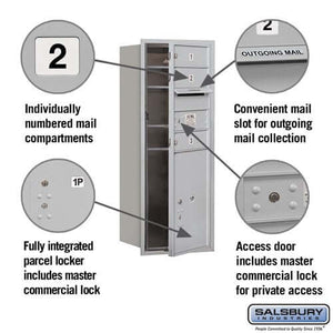 4C Horizontal Mailbox with 3 Doors & 1 Parcel Locker