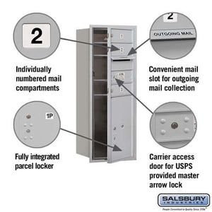 4C Horizontal Mailbox with 3 Doors & 1 Parcel Locker