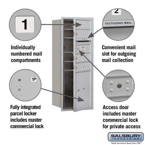 4C Horizontal Mailbox with 4 Doors & 1 Parcel Locker