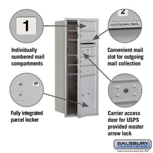 4C Horizontal Mailbox with 4 Doors & 1 Parcel Locker