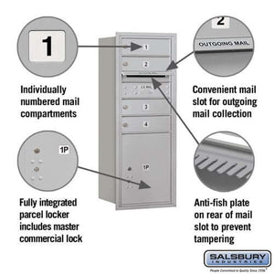 4C Horizontal Mailbox with 4 Doors & 1 Parcel Locker