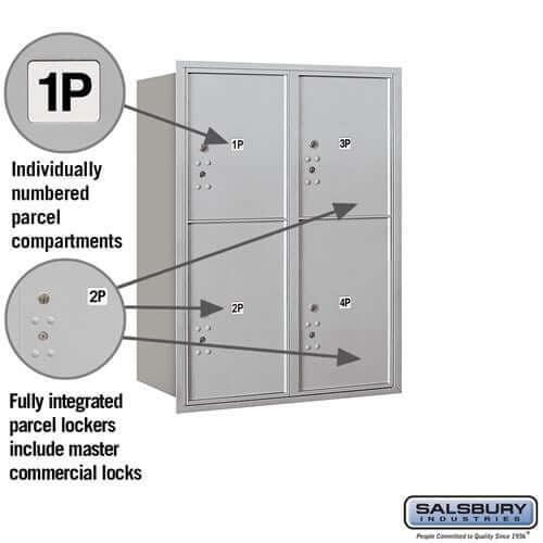 4C Horizontal Parcel Locker with 4 Doors - Your Locker Store