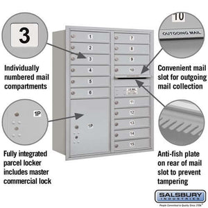 4C Horizontal Mailbox with 15 Doors & 1 Parcel Locker