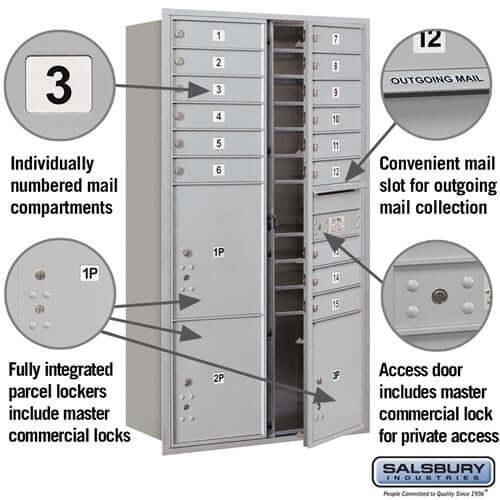 4C Horizontal Mailbox with 15 Doors & 3 Parcel Lockers - Your Locker Store