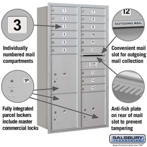4C Horizontal Mailbox with 15 Doors & 3 Parcel Lockers - Your Locker Store