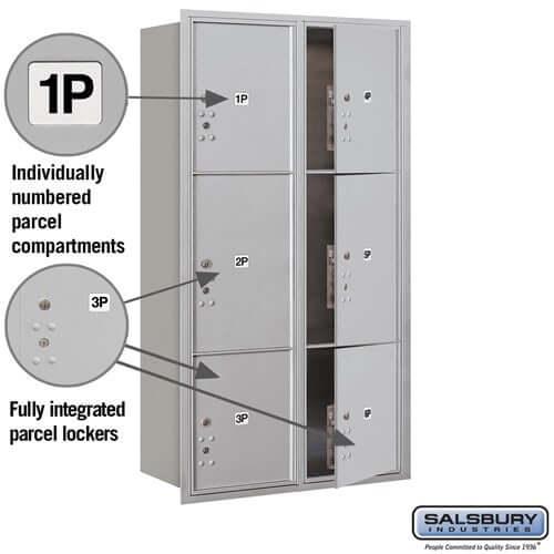 4C Horizontal Parcel Locker with 6 Parcel Doors - Your Locker Store