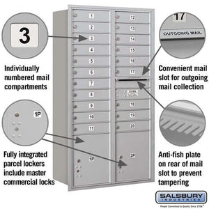 4C Horizontal Mailbox with 20 Doors & 2 Parcel Lockers