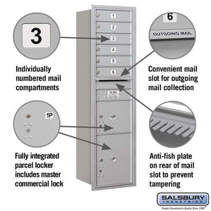 4C Horizontal Mailbox with 6 Doors & 2 Parcel Lockers