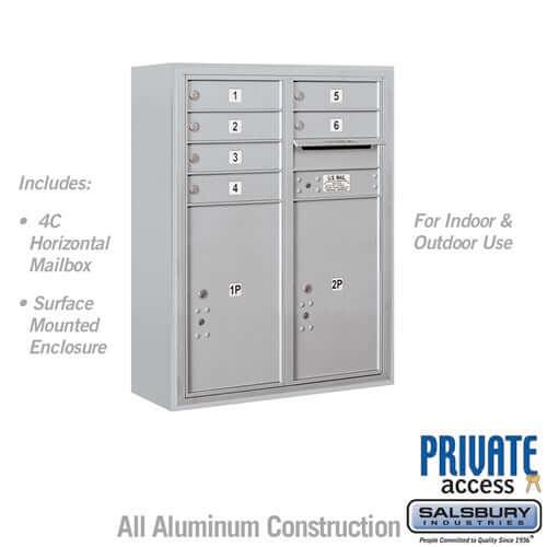 4C Horizontal Mailbox with 6 Doors & 2 Parcel Lockers - Your Locker Store